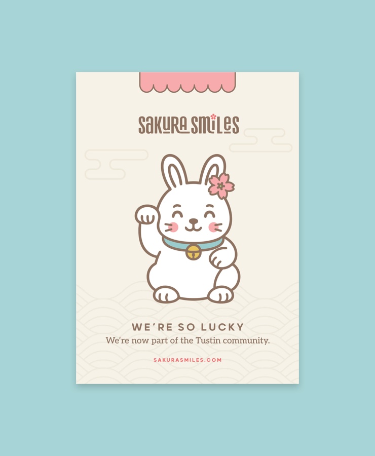 We're so lucky: the announcement card for the Tustin community