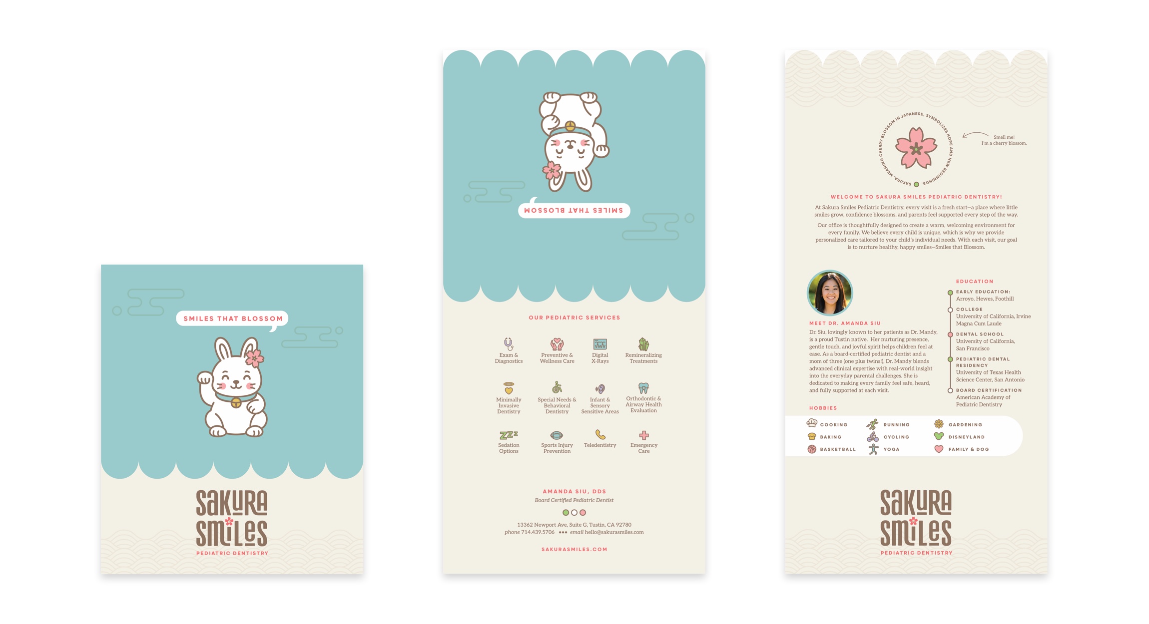 Die-cut scalloped brochure: cover, inside, and back