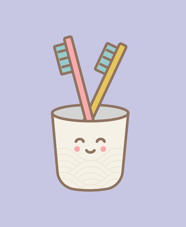 The smiling toothbrush cup